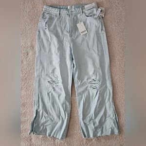 Washed Out Light Blue Baggy High Waisted Ripped Jeans - NWT - Denim
